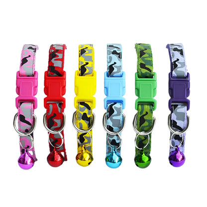 Camouflage Print Adjustable Pet Neck Strap Dog Cat Puppy Bell Collar Necklace Cat Collars Leads Pet Products