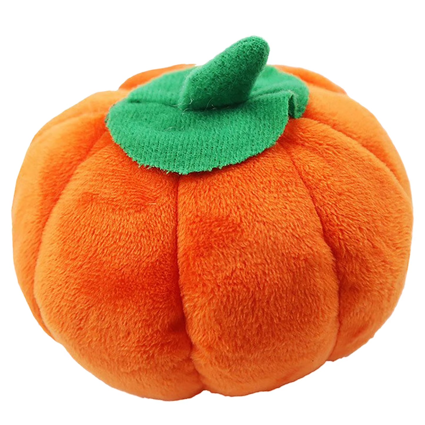 Dog Plush Toy Cute Pumpkin Shape Squeaky Bite Resistant Stuffed Dog Plush Toy for Teeth Grinding Relieve Boredom