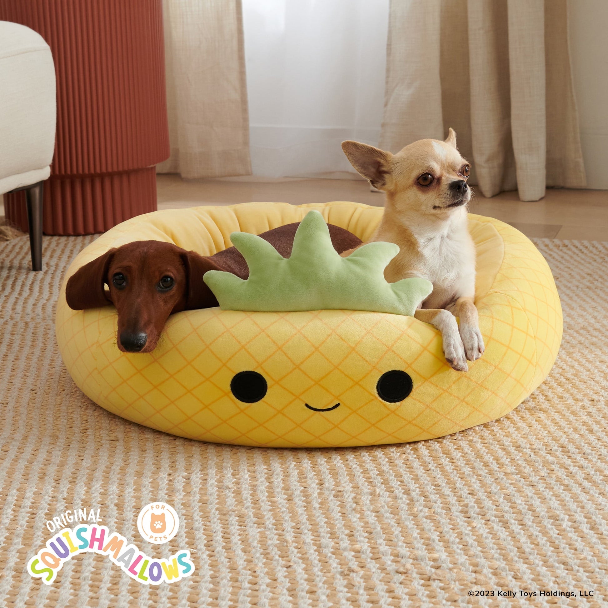 24 Inch Pineapple Pet Bed - Medium Ultrasoft Official  Plush Pet Bed